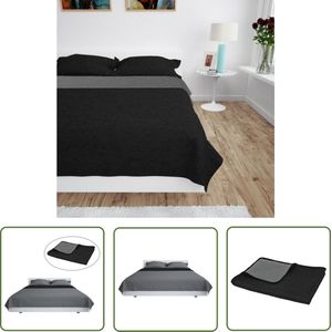 vidaXL - Quilt - Bedsprei - Grijs en Zwart - Dubbelzijdig 170x210 cm - Katoen - Microvezel