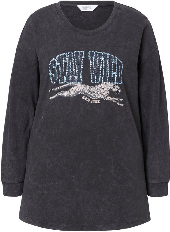 Angel of Style Angel of Style - Dames - Sweatshirt Loose Fit versierde print - Antraciet - Maat 42