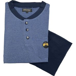 Outfitter - Heren Pyjama - Blauw Gestreept - katoen - Maat M