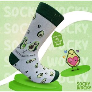 YOU'RE MY PERFECT HALF - SOKKEN - 2 Pack - Grappige Sokken voor Mannen & Vrouwen - SMALL SHOE Sokken met Tekst - Humorvolle Huissokken - Verjaardagscadeau - Geschenk voor Heren, Dames, Vader, Moeder, Vriendin, Zus, Oma - Cadeau SOCKY WOCKY