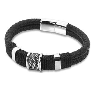 Montebello Armband Arban Black - Leer - 316L Staal - 12mm - 21cm