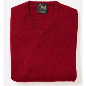 Osborne Knitwear Trui met V hals - Sweater heren in Lamswol - Pullover Heren - Pomegranate - 2XL