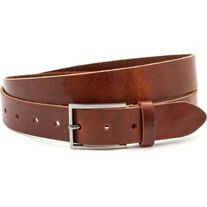 Thimbly Belts Dames riem cognac - dames riem - 3.5 cm breed - Cognac - Echt Nerf leder - Taille: 110cm - Totale lengte riem: 125cm