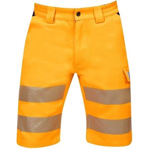 Ardon Signal+ Hi-Viz Korte Werkbroek | Fluorescerend oranje/zwart | Maat 52 (jeans-taillemaat 36) | Reflectieklasse 1