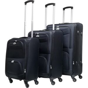 Travelerz 3 delige Stoffen Kofferset - Expandable - Zwart