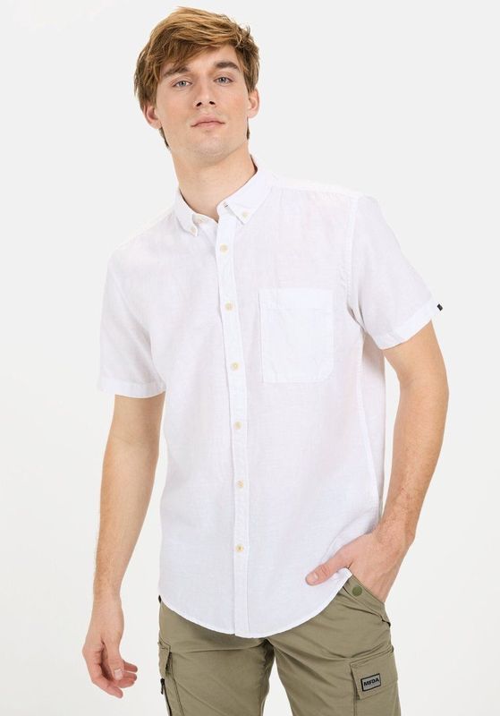 Overhemd - Effen - Linnen - Regular Fit - Kwartmouw - Button-down Kraag
