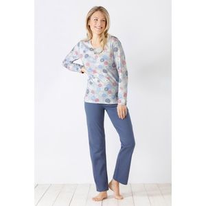 Dames pyjama grafische cirkels Hajo - Grijs - Maat - 44/46