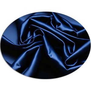 Dibond Ovaal - Opgerolde Blauwe Stof - 96x72 cm Foto op Ovaal (Met Ophangsysteem)