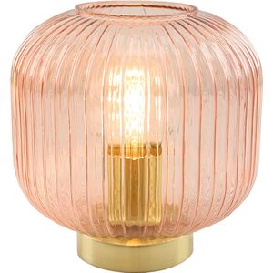 Olucia Charlois - Retro Tafellamp - Aluminium/Glas - Goud;Roze