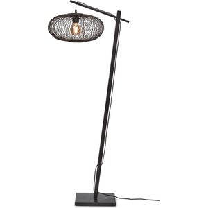 GOOD&MOJO Vloerlamp Cango - Bamboe Zwart/Zwart - 62x40x150cm - - Staande lampen voor Woonkamer - Slaapkamer