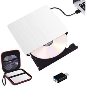 Externe CD DVD Drive USB 3.0 & USB-C – Draagbare CD/DVD Speler en Brander – Plug & Play – Ondersteunt Windows XP/7/8/10, Linux, Mac OS – Voor Laptop en Desktop – Inclusief Opbergtas – 8x Leessnelheid – 5Gbps Gegevensoverdracht – Compact en Handzaam
