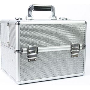 Aluminium luxe koffer - zilver met stras