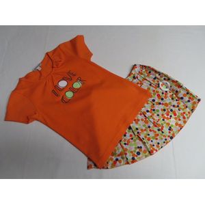 Ensemble - Kledingset - Meisjes - T shirt + rokje - Oranje - 4 jaar 104