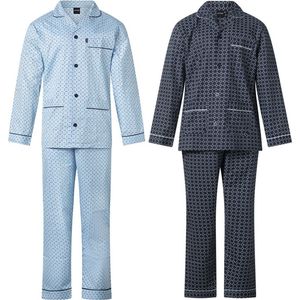 2 Heren pyjama's Gentlemen poplin katoen 9435/9436 blue en navy maat 48