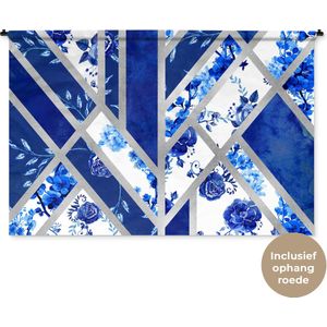 Wandkleed - Wanddoek - Design - Delfts blauw - Luxe - 180x120 cm - Wandtapijt