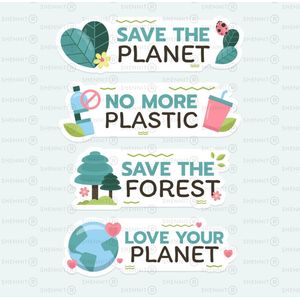 Green save the planet sticker - eco stickers - laptop en agenda stickers scrapbook journal - ecostickers - 2 stuks
