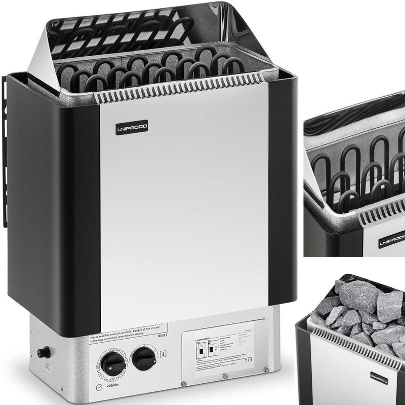 Uniprodo - Saunakachel - 8 kW - 30 tot 110 ° C - incl. bedieningspaneel