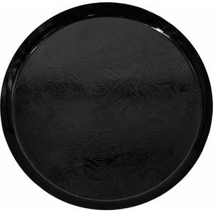 HomeBound by KY | Metalen dienblad rond leaves zwart | 31x31x3cm | dienblad metaal zwart rond leaves
