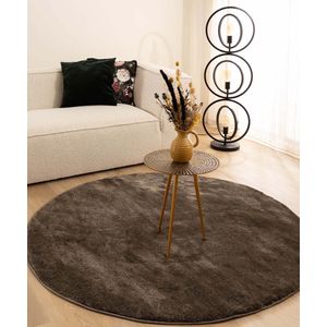 Velours vloerkleed rond - Flair taupe 200 cm rond