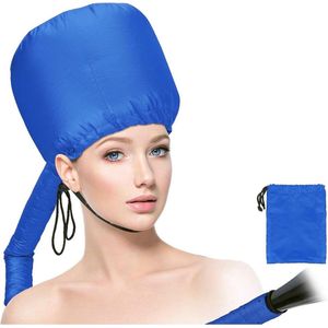 Allecto Plus - Verstelbare Capuchon Bonnet voor Föhn - Handvrij Gebruik voor Drogen en Conditioneren - Blauw - Alle Hoofd- en Haarmaten - Haardroger.