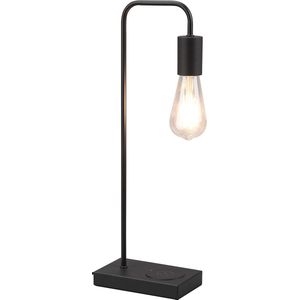 LED Tafellamp - Tafelverlichting - Torna Milaya - E27 Fitting - Rechthoek - Mat Zwart - Aluminium