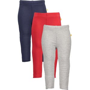Blue Seven - baby - Legging - 3pack - Blauw - Grijs - Rood met bies - Maat 68