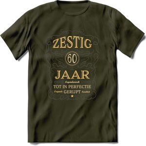 60 Jaar Legendarisch Gerijpt T-Shirt | Grijs - Ivoor | Grappig Verjaardag Cadeau | Dames - Heren | - Leger Groen - XXL