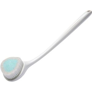 Exfoliërende badborstel met lange steel - Dikke zachte haren, rugscrub - Krachtige modderscrub + zachte massage - Diepe reiniging, hangend model - Wit