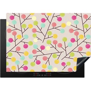 KitchenYeah® Inductie beschermer 75x52 cm - Meisje - Lolly snoep - Boom - Patronen - Girl - Roze - Kinderen - Kindje - Kookplaataccessoires - Afdekplaat voor kookplaat - Inductiebeschermer - Inductiemat - Inductieplaat mat