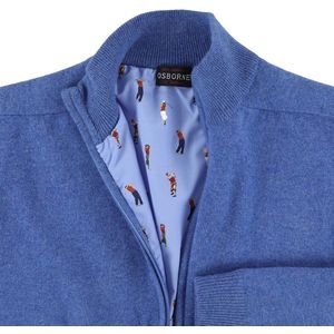 Osborne Knitwear Windstopper cardigan met rits heren – Trui met rits heren in Lamswol - Pullover Heren - River - Voering met golfprint - 2XL