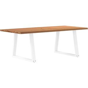 vidaXL - Eettafel - met - natuurlijke - rand - 220x100x74 - cm - massief - eikenhout
