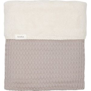 Koeka baby wiegdeken Oslo - wafelstof met teddy - taupe - 75x100 cm