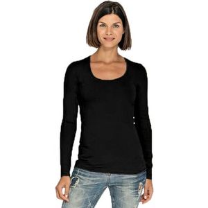 Bodyfit dames shirt lange mouwen/longsleeve navy blauw - Dameskleding basic shirts XXL