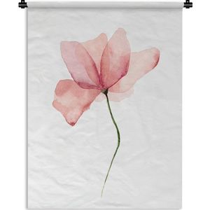 Wandkleed Aquarel Planten - Aquarel illustratie roze bloem Wandkleed katoen 120x160 cm - Wandtapijt met foto XXL / Groot formaat!