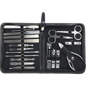 Professionele Roestvrij Stalen Pedicure Manicure Nagelschaar Set - 19 Stuks - Voor Heren en Dames