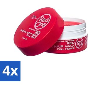 4 x Red One - Haarwax - Red - Aqua Hair Wax - Voor Stevige Styling & Glanzend Resultaat - 150 ml - Haarwax - Stylingproduct - Haarstyling - Glanzend Haar - Stevige Hold