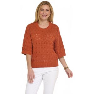 Opengewerkte trui met korte mouwen