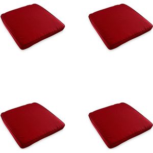 Madison - 4 stuks - universeel zitkussen - 48x50cm - tuinstoelkussens - Rib Red- vervangingskussen - wicker