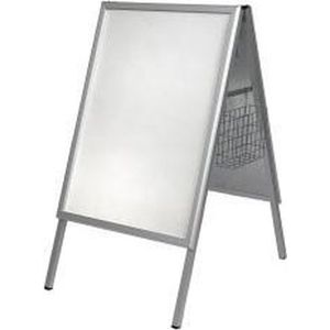 Stoepbord geanodiseerd aluminiumprofiel | weerbestendig | DIN A2 | Oppervlakte: 42cm x 59,4cm | H: 95cm