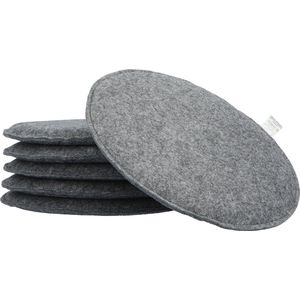 6 stuks Stoelkussens Eetkamer Vilt tbv Kuipstoel 34 cm - Grijs