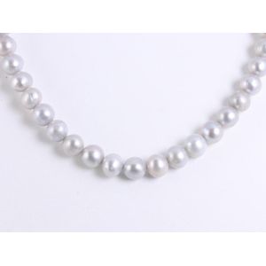 Collier van natuurlijke grijze zoetwaterparels en zilveren sluiting - 46 cm / ø 6 mm.