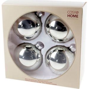Cosy @ Home - Kerstbal - Glas - Zilver - Glanzend - D10cm - set/4