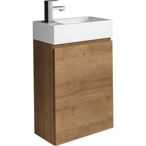 Badplaats Toiletmeubel Angela 40 x 22 cm - Eiken - Fonteinmeubel met Wastafel