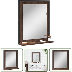The Living Store Badkamerspiegel met schap 50x12x60 cm hout bruin eikenkleurig - Badkamer Spiegel - Badkamerspiegel Met Schap - Spiegel Met Opbergvak - Badkamermeubilair - Design Spiegel