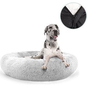 Behave Hondenmand Deluxe - Hondenkussen - Hondenbed - Donutmand - Wasbaar - Fluffy - Donut - Maat XXXL - 120cm - Grijs