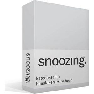 Snoozing - Katoen-satijn - Hoeslaken - Extra Hoog - Lits-jumeaux - 180x210 cm - Grijs