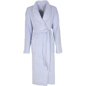 Tenderness Dames Badjas - Fleece - Reliëf bolletjes - Blauw - Maat XL