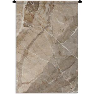 Wandkleed - Wanddoek - Bruin - Wit - Graniet - Steen - 90x135 cm - Wandtapijt