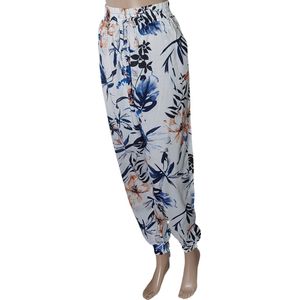 Broek - Zomerbroek - Yoga broek - Strandbroek - Palazzo - Elastische Band - Dames - Comfort - Kleur Wit/Zwart/Blauw/Oranje - Maat 44-46