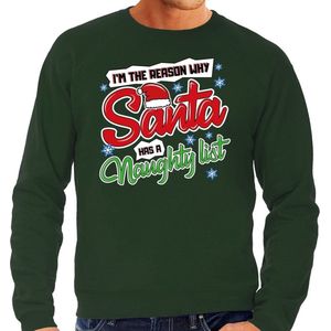 Foute Kersttrui / sweater - Im the reason why Santa has a naughty list - groen voor heren - kerstkleding / kerst outfit XXL